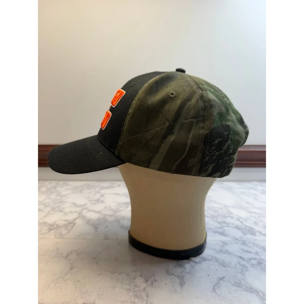 Captivating Headwear Locked and Loaded Camo Trucker Hat Mens Black Orange OSFM